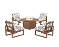 Thumbnail for Trex Eastport Modular 5-Piece Deep Seating Set with Round Fire Pit Table