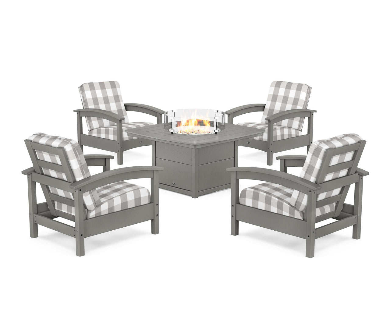 Trex Rockport 5-Piece Deep Seating Set with Yacht Club Fire Pit Table