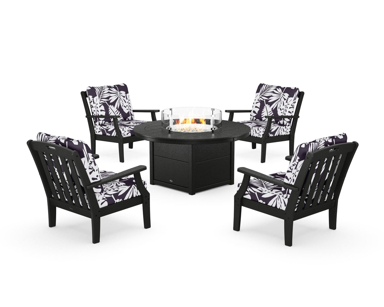 Trex Yacht Club 5-Piece Deep Seating Set with Round Fire Pit Table