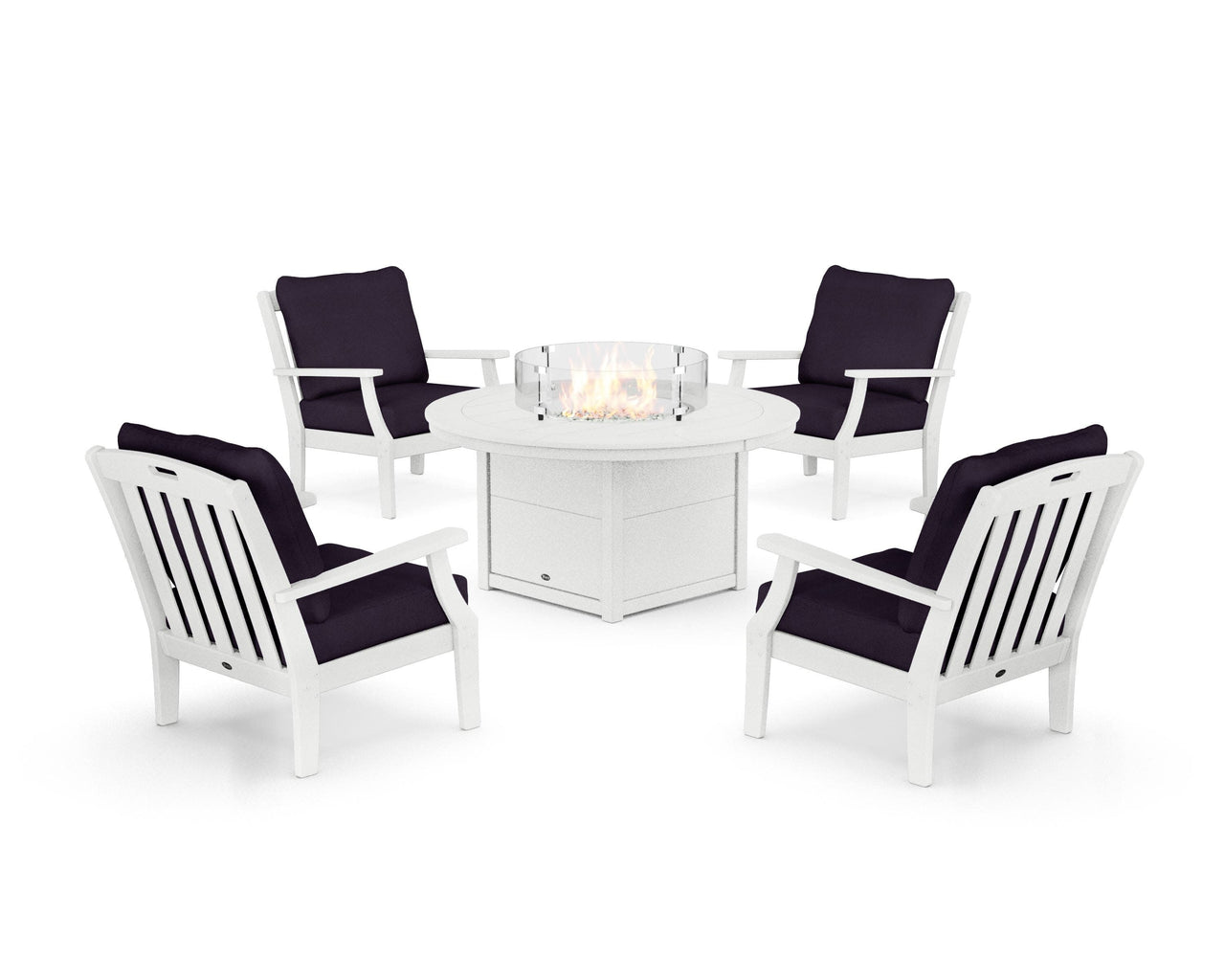 Trex Yacht Club 5-Piece Deep Seating Set with Round Fire Pit Table