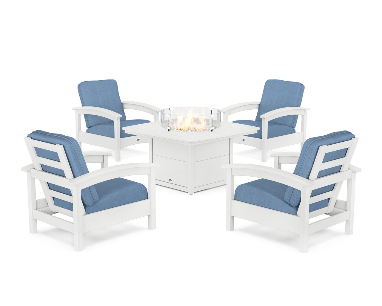 Trex Rockport 5-Piece Deep Seating Set with Yacht Club Fire Pit Table