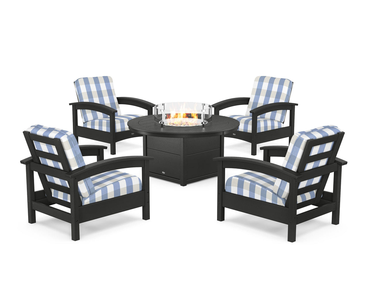 Trex Rockport 5-Piece Deep Seating Set with Round Fire Pit Table