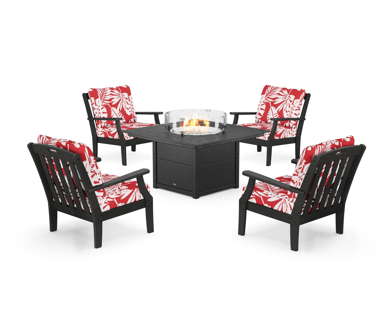 Trex Yacht Club 5-Piece Deep Seating Set with Square Fire Pit Table