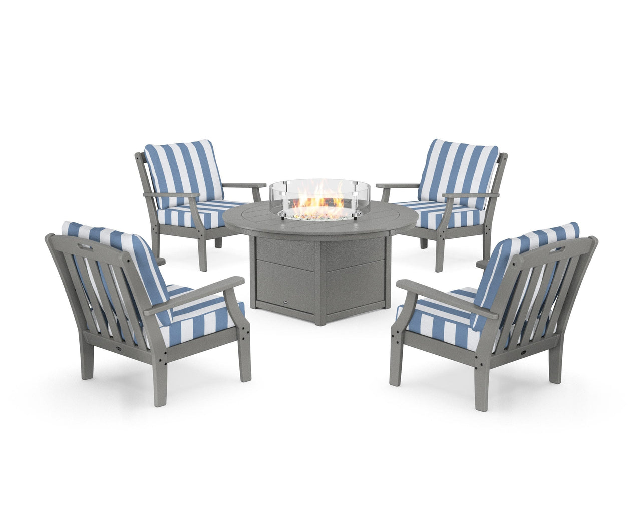Trex Yacht Club 5-Piece Deep Seating Set with Round Fire Pit Table