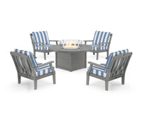 Thumbnail for Trex Yacht Club 5-Piece Deep Seating Set with Round Fire Pit Table