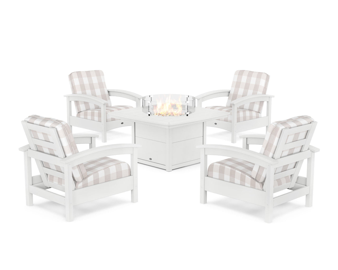Trex Rockport 5-Piece Deep Seating Set with Yacht Club Fire Pit Table