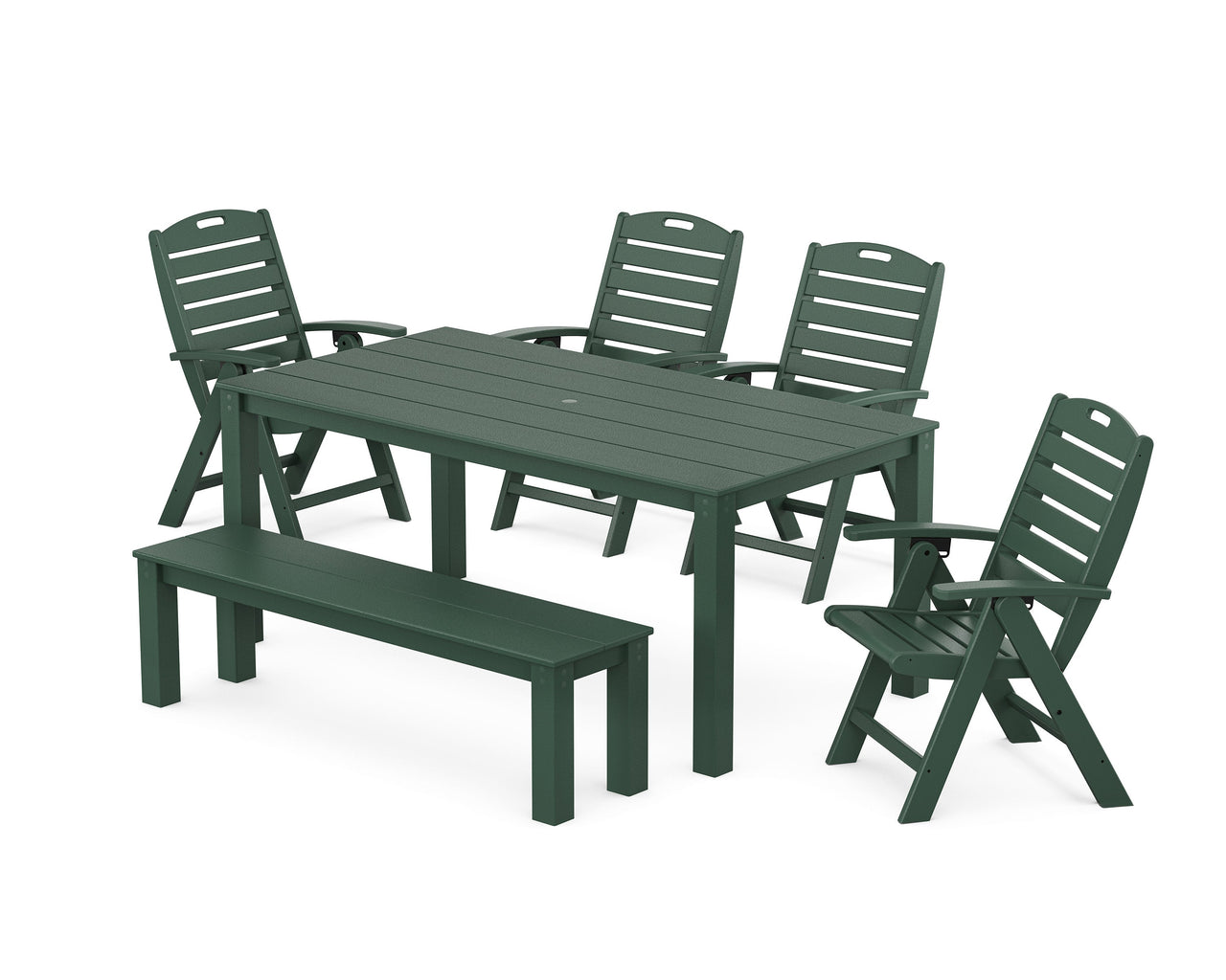 Trex Yacht Club Highback Chair 6-Piece Parsons Dining Set with Bench