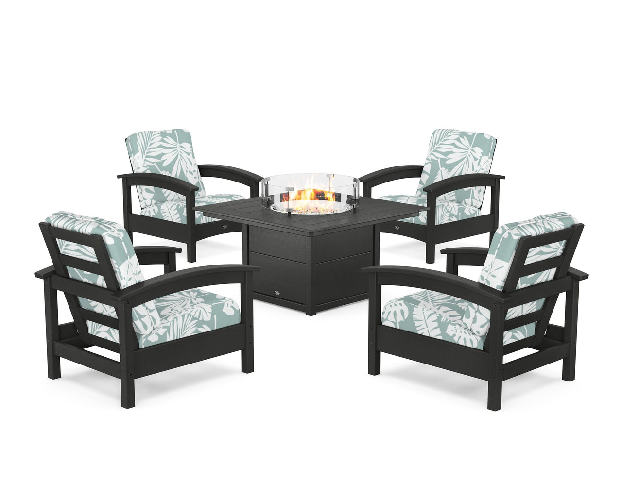 Trex Rockport 5-Piece Deep Seating Set with Square Fire Pit Table