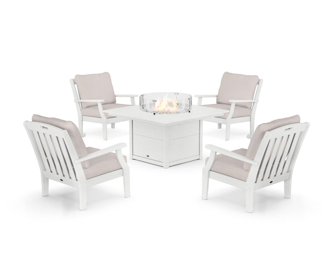 Trex Yacht Club 5-Piece Deep Seating Set with Square Fire Pit Table