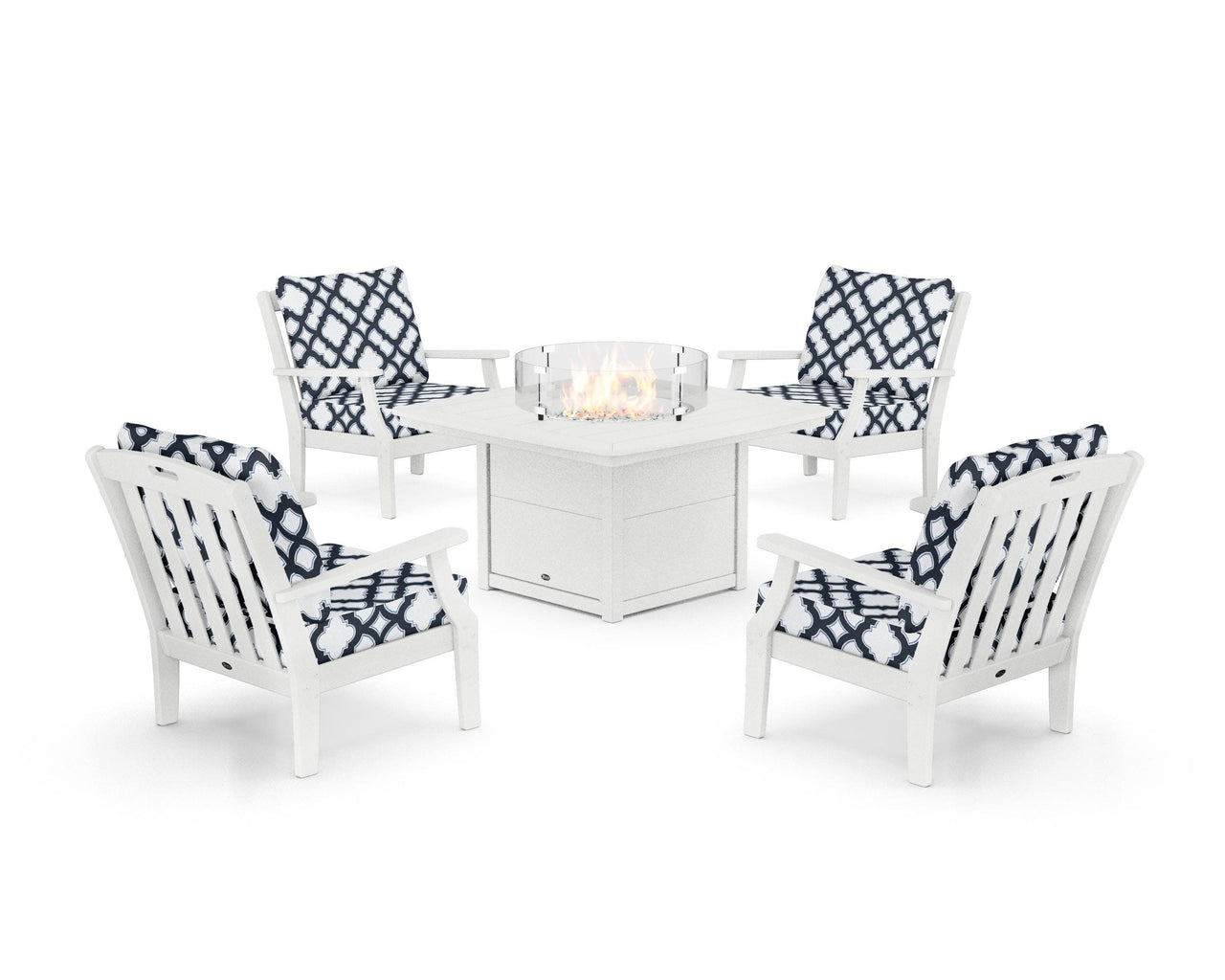 Trex Yacht Club 5-Piece Deep Seating Set with Fire Pit Table