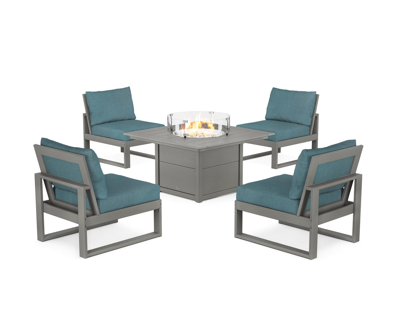 Trex Eastport Modular 5-Piece Deep Seating Set with Square Fire Pit Table