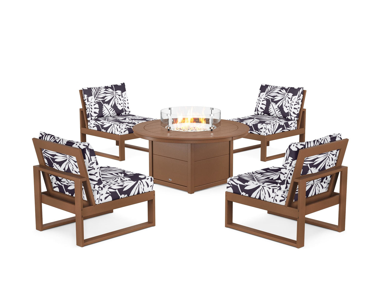 Trex Eastport Modular 5-Piece Deep Seating Set with Round Fire Pit Table