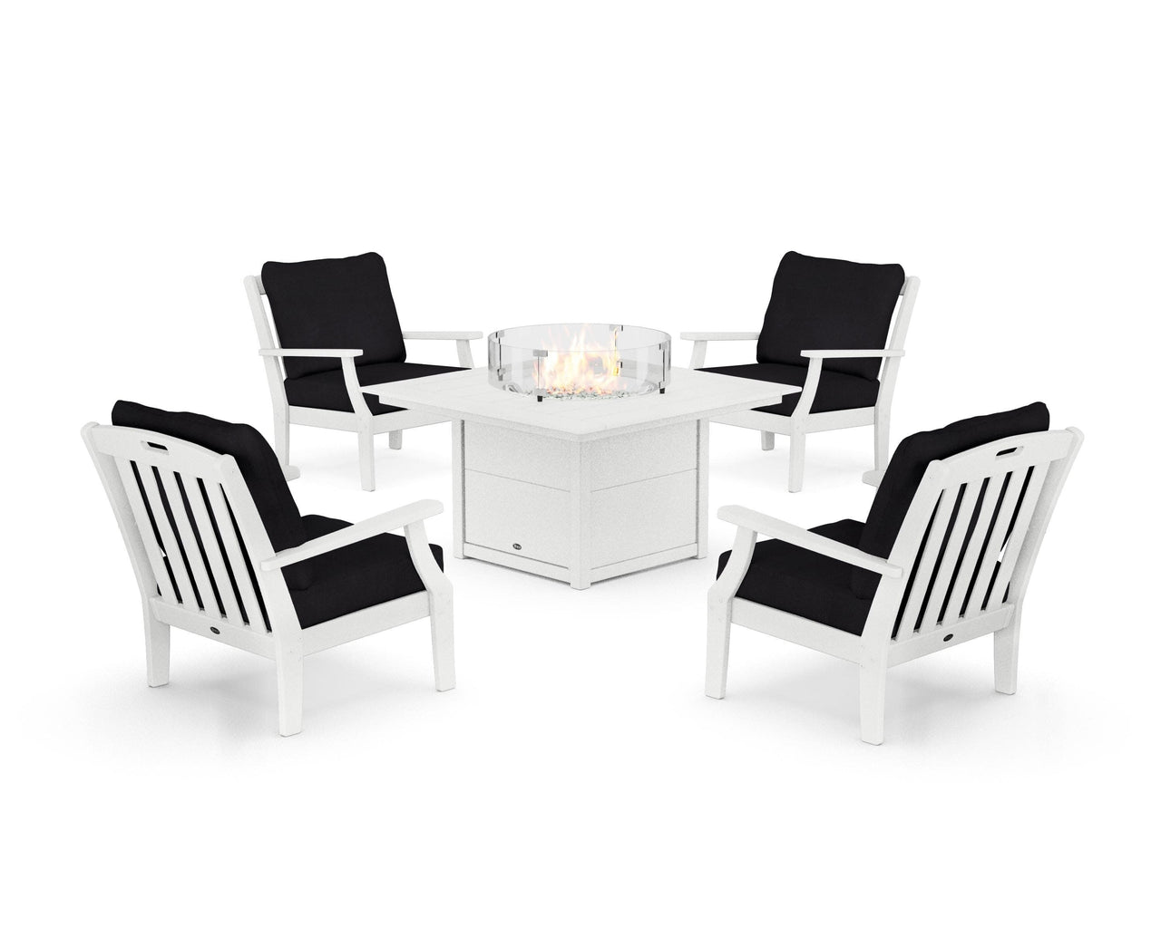Trex Yacht Club 5-Piece Deep Seating Set with Square Fire Pit Table