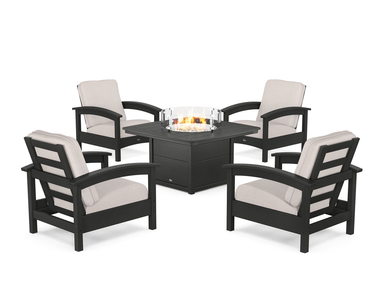 Trex Rockport 5-Piece Deep Seating Set with Yacht Club Fire Pit Table