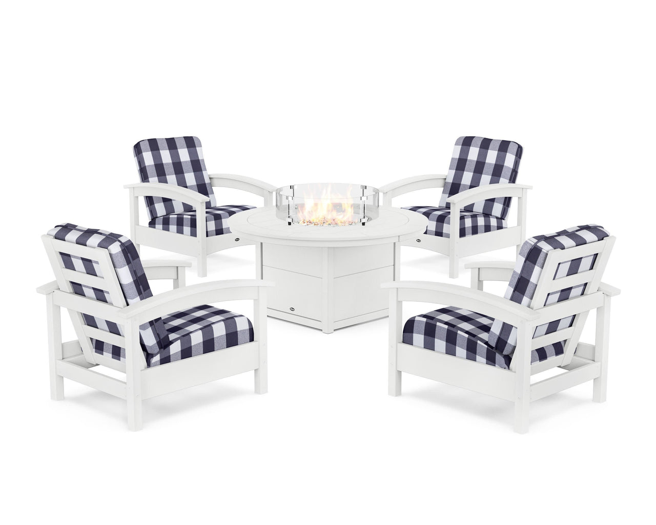 Trex Rockport 5-Piece Deep Seating Set with Round Fire Pit Table