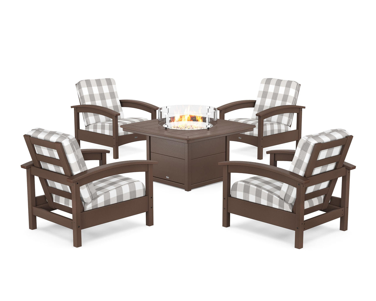 Trex Rockport 5-Piece Deep Seating Set with Yacht Club Fire Pit Table