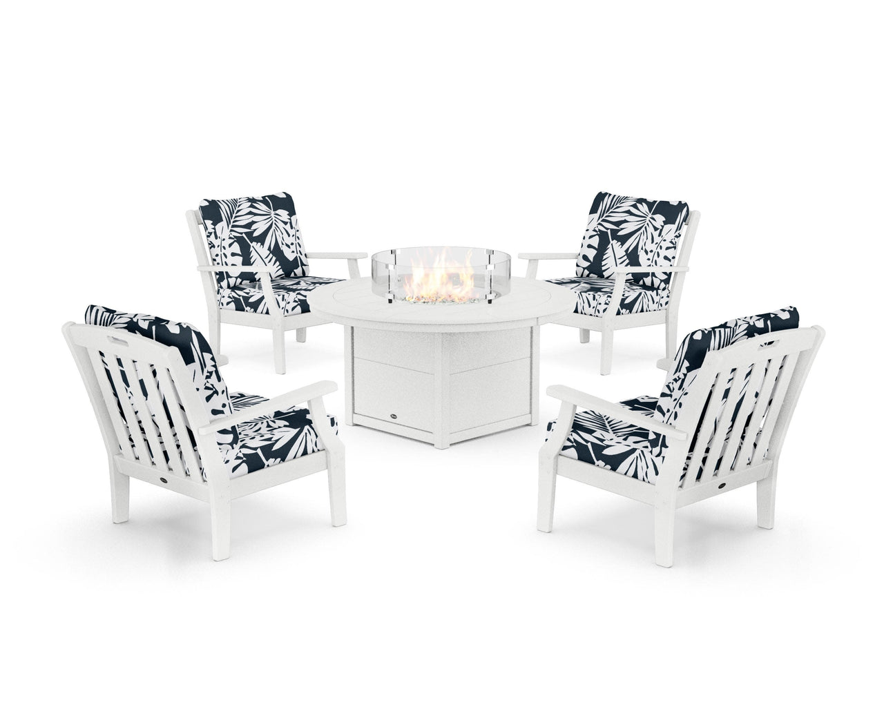 Trex Yacht Club 5-Piece Deep Seating Set with Round Fire Pit Table