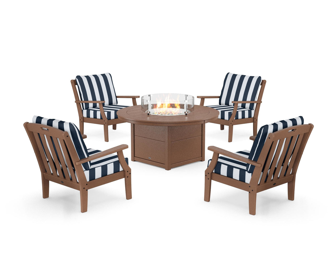 Trex Yacht Club 5-Piece Deep Seating Set with Round Fire Pit Table