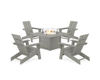 Thumbnail for Trex Eastport Modern Adirondack 5-Piece Set with Square Fire Pit Table