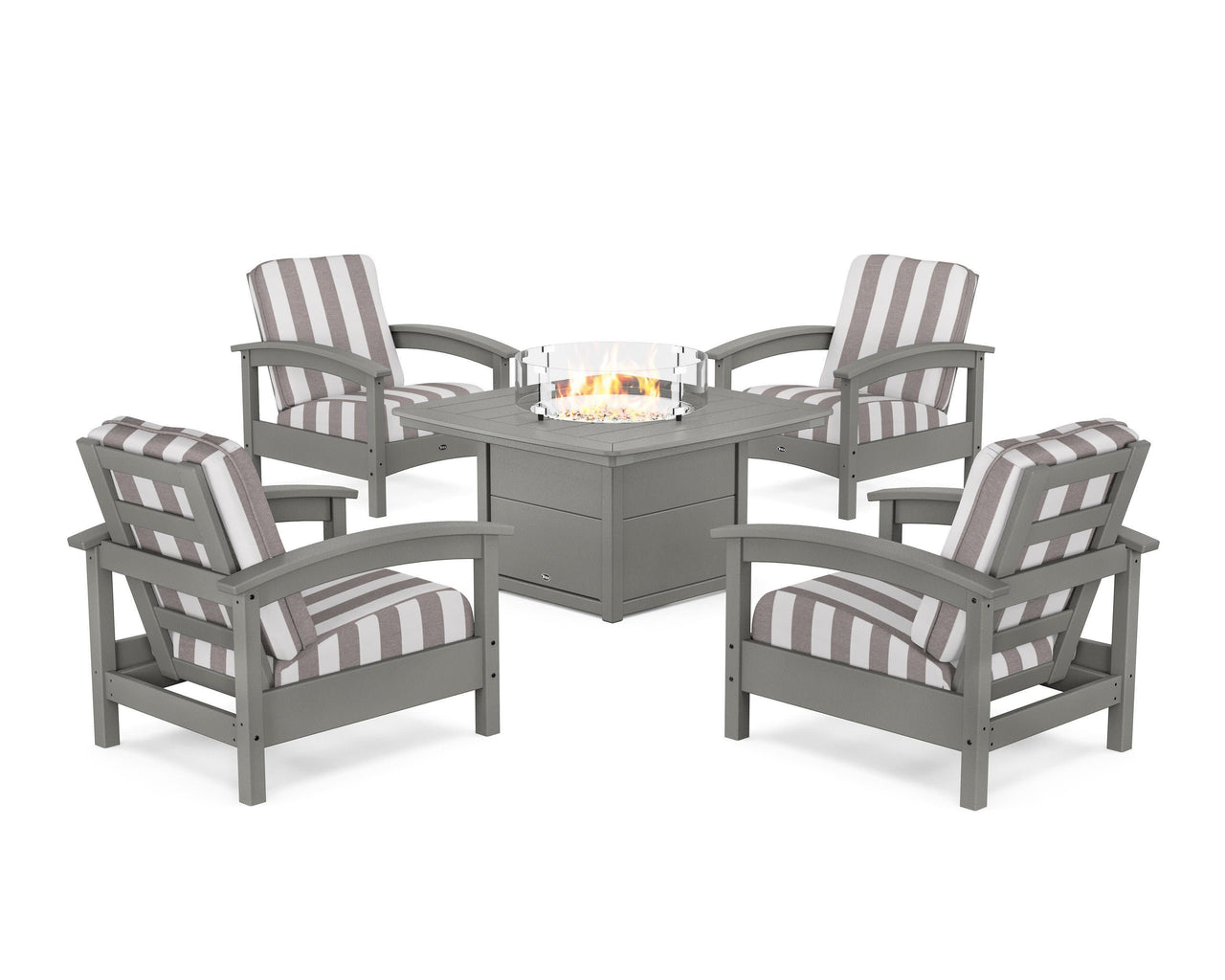 Trex Rockport 5-Piece Deep Seating Set with Yacht Club Fire Pit Table