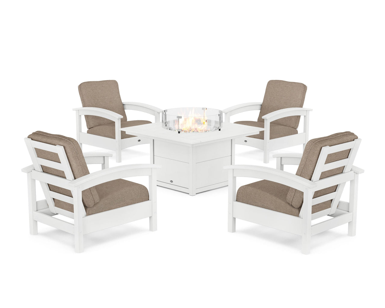 Trex Rockport 5-Piece Deep Seating Set with Square Fire Pit Table