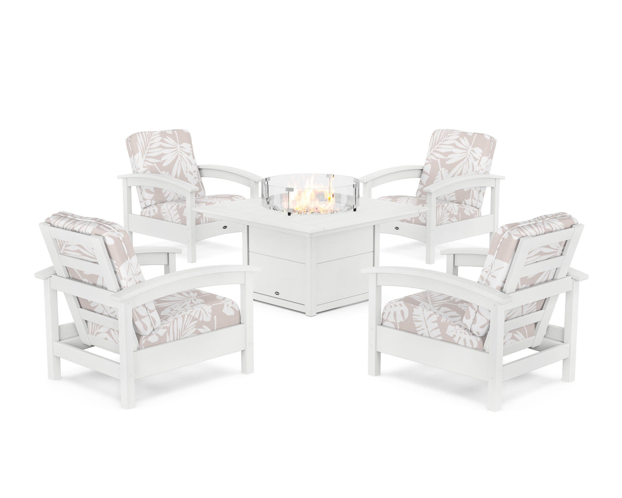 Trex Rockport 5-Piece Deep Seating Set with Square Fire Pit Table