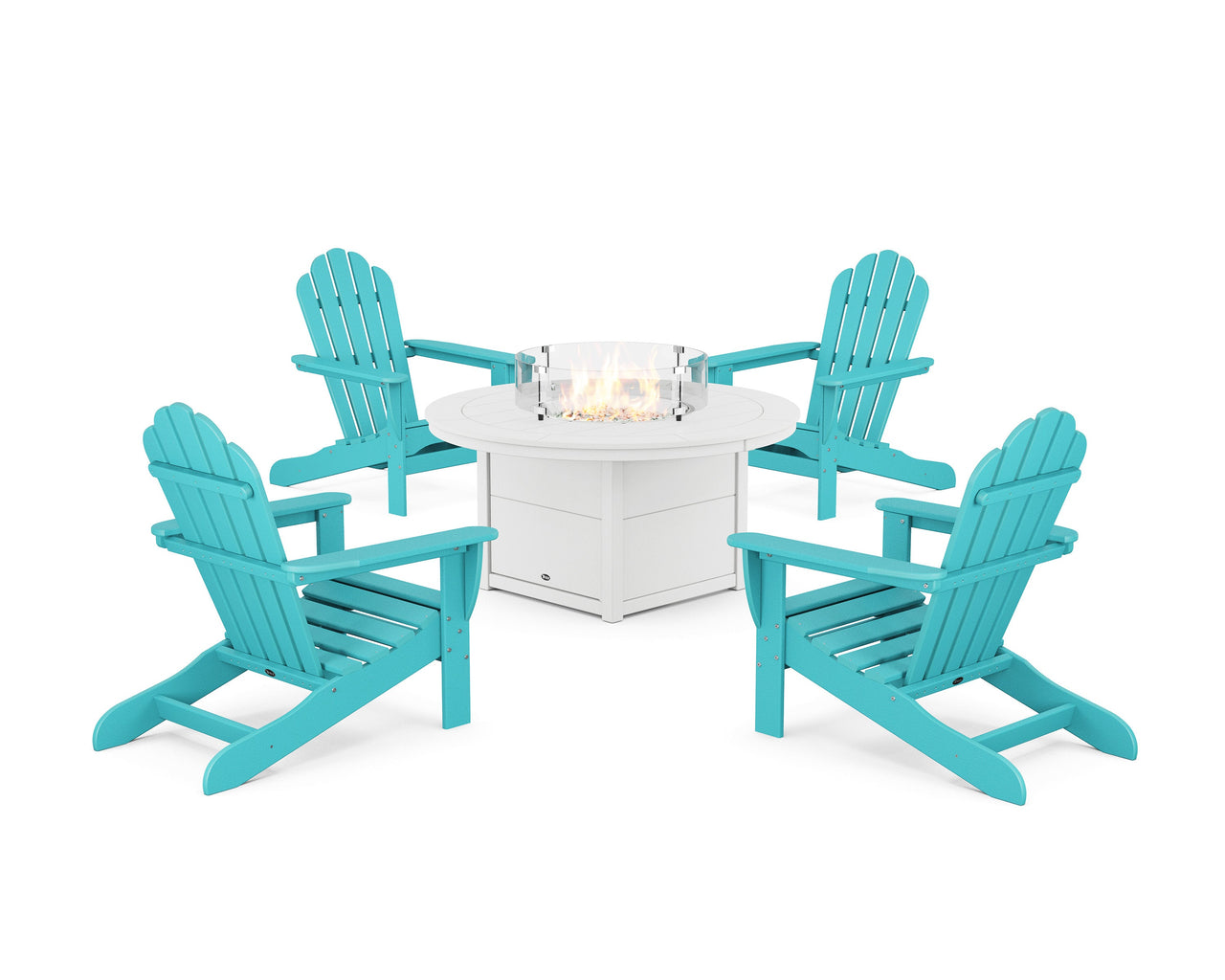 Trex 5-Piece Monterey Bay Adirondack Conversation Set with Fire Pit Table