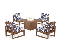 Thumbnail for Trex Eastport Modular 5-Piece Deep Seating Set with Yacht Club Fire Pit Table