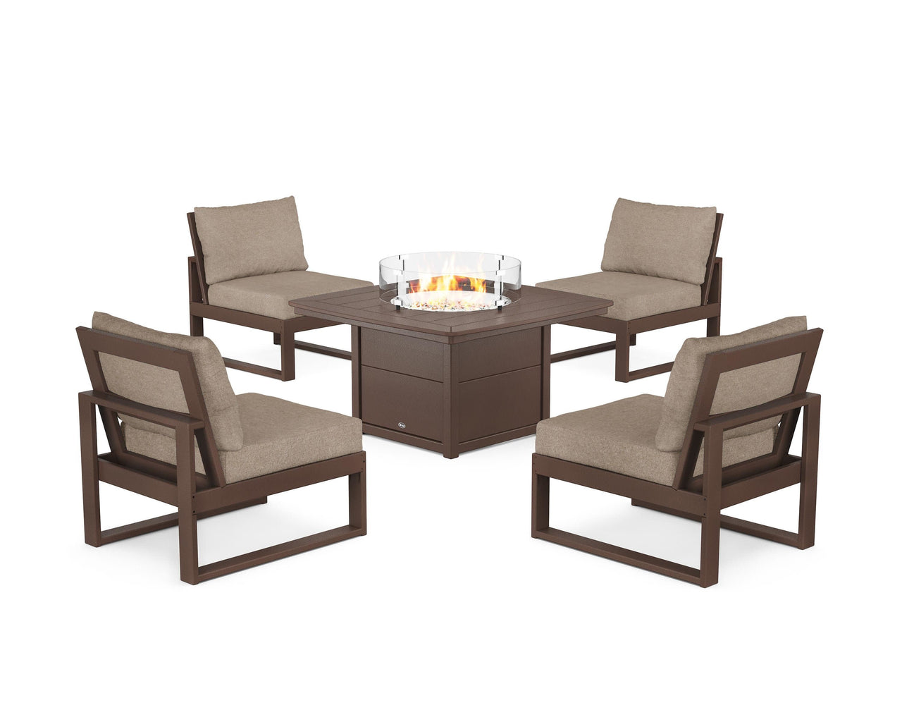 Trex Eastport Modular 5-Piece Deep Seating Set with Yacht Club Fire Pit Table