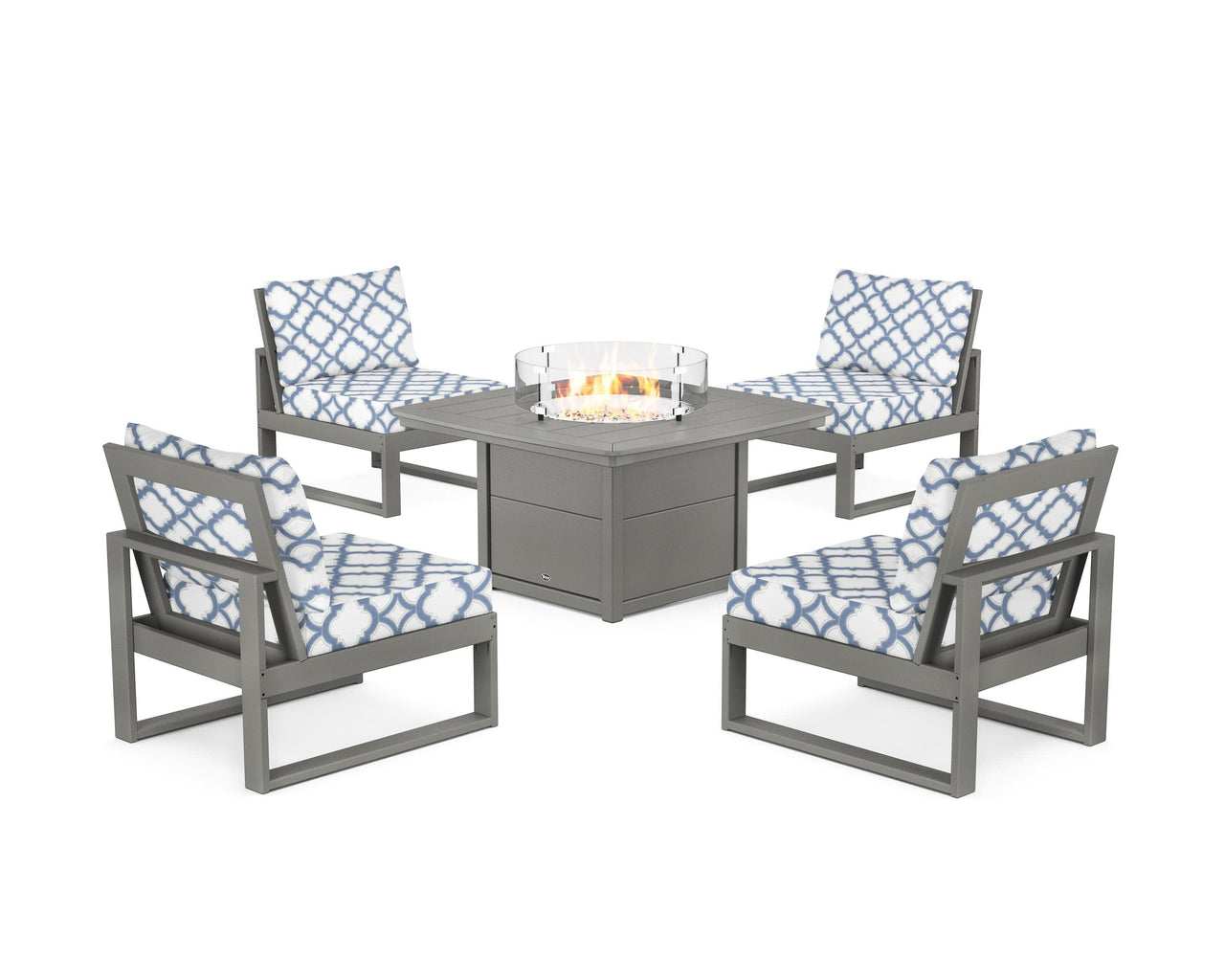 Trex Eastport Modular 5-Piece Deep Seating Set with Yacht Club Fire Pit Table