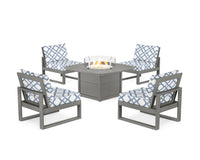 Thumbnail for Trex Eastport Modular 5-Piece Deep Seating Set with Yacht Club Fire Pit Table