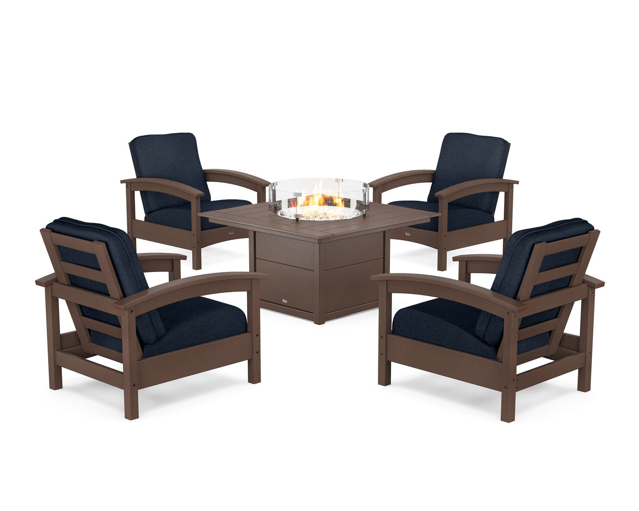 Trex Rockport 5-Piece Deep Seating Set with Square Fire Pit Table