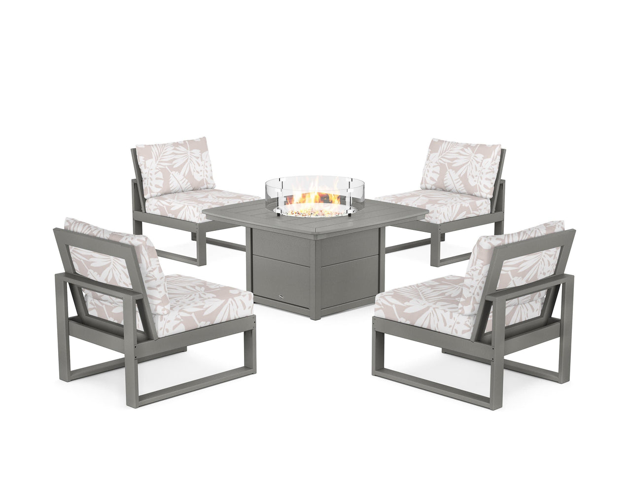 Trex Eastport Modular 5-Piece Deep Seating Set with Yacht Club Fire Pit Table