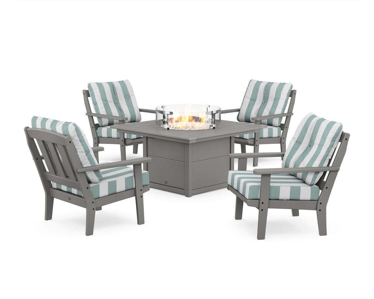 Trex Cape Cod 5-Piece Deep Seating Set with Fire Pit Table