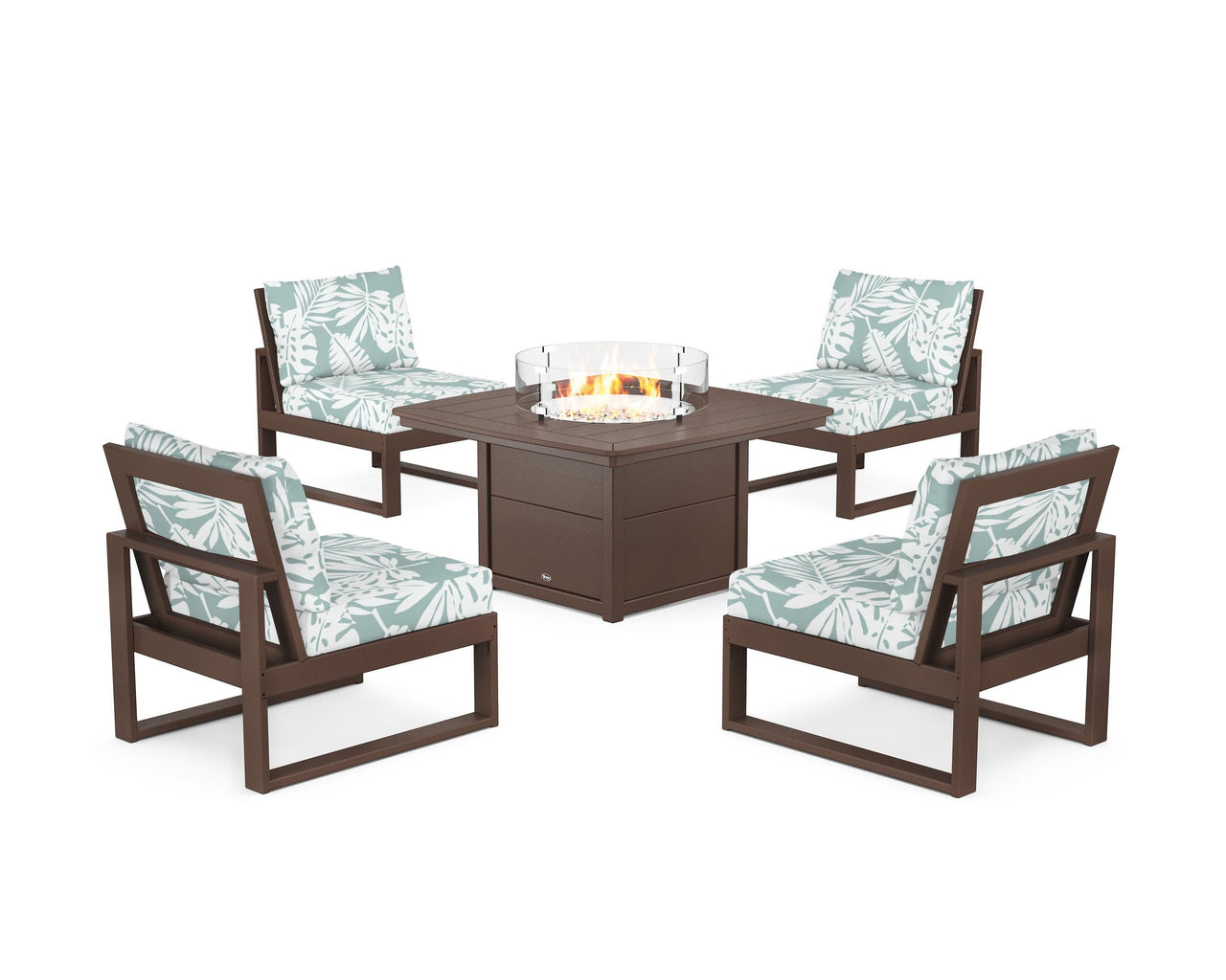 Trex Eastport Modular 5-Piece Deep Seating Set with Yacht Club Fire Pit Table