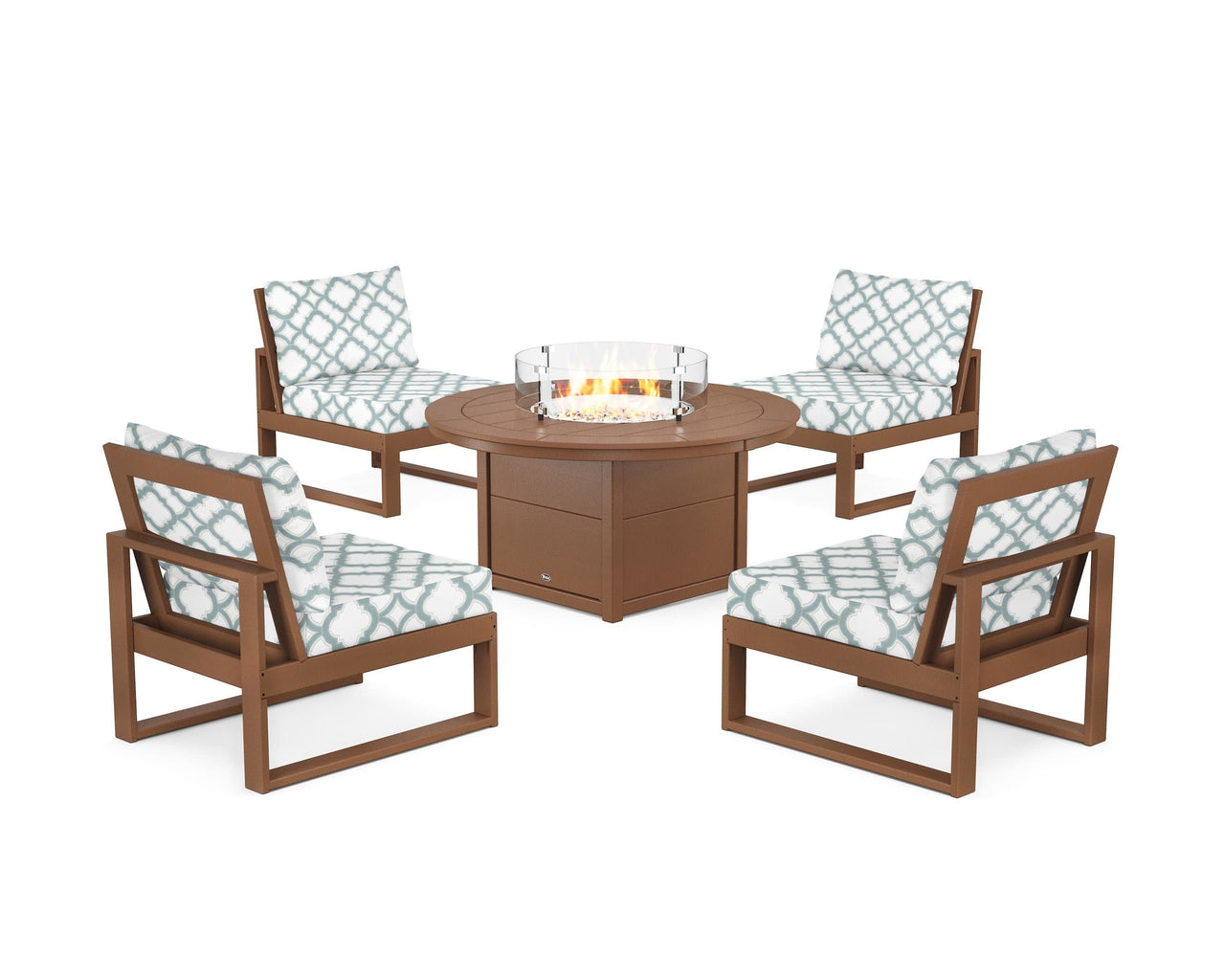 Trex Eastport Modular 5-Piece Deep Seating Set with Round Fire Pit Table