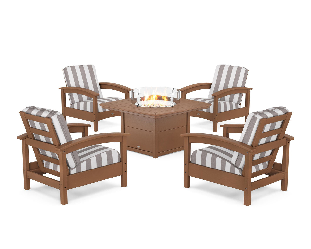 Trex Rockport 5-Piece Deep Seating Set with Yacht Club Fire Pit Table