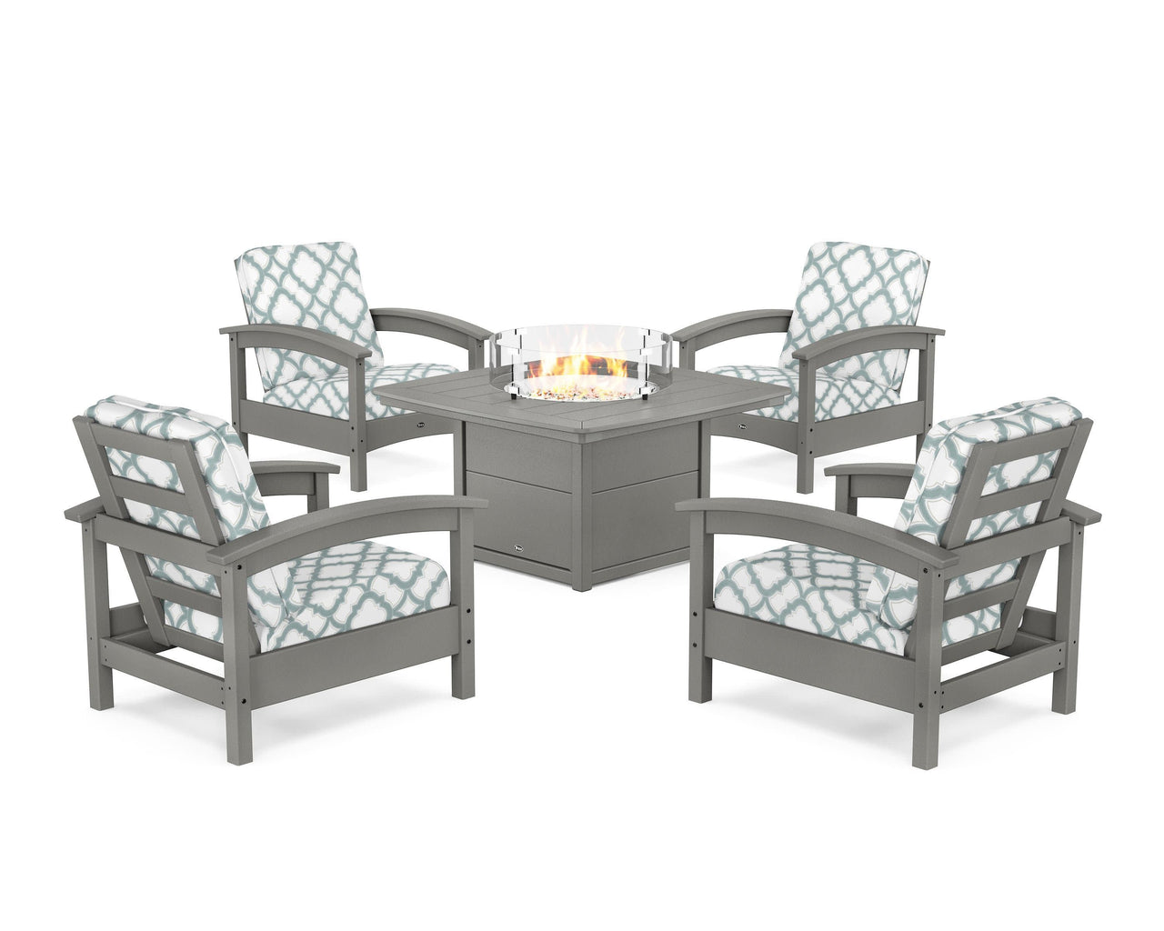 Trex Rockport 5-Piece Deep Seating Set with Yacht Club Fire Pit Table