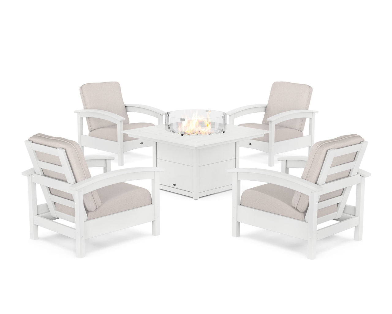 Trex Rockport 5-Piece Deep Seating Set with Square Fire Pit Table