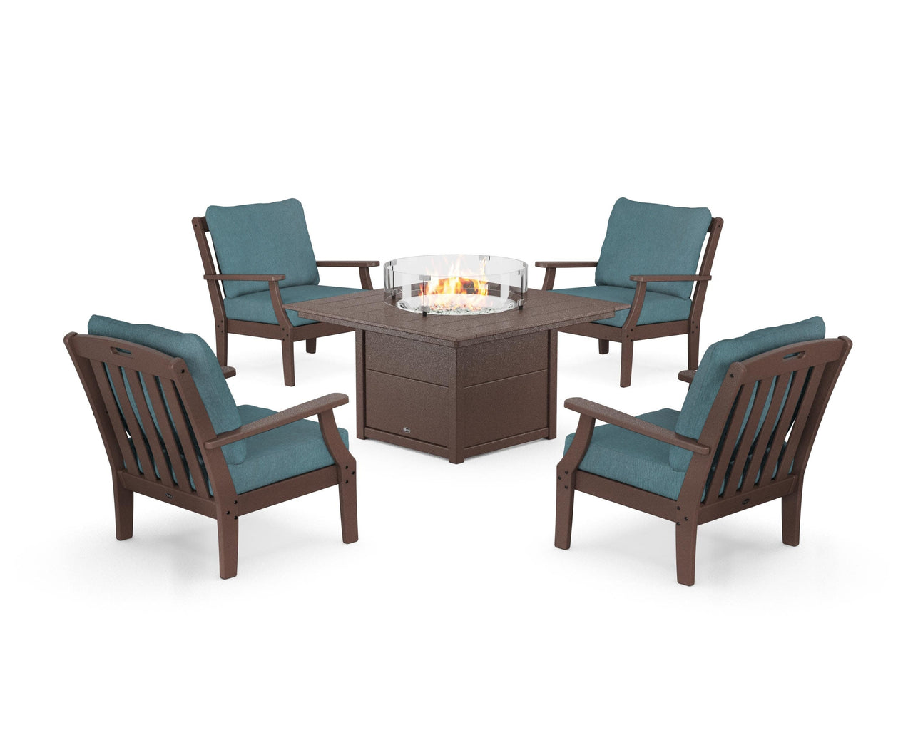 Trex Yacht Club 5-Piece Deep Seating Set with Square Fire Pit Table