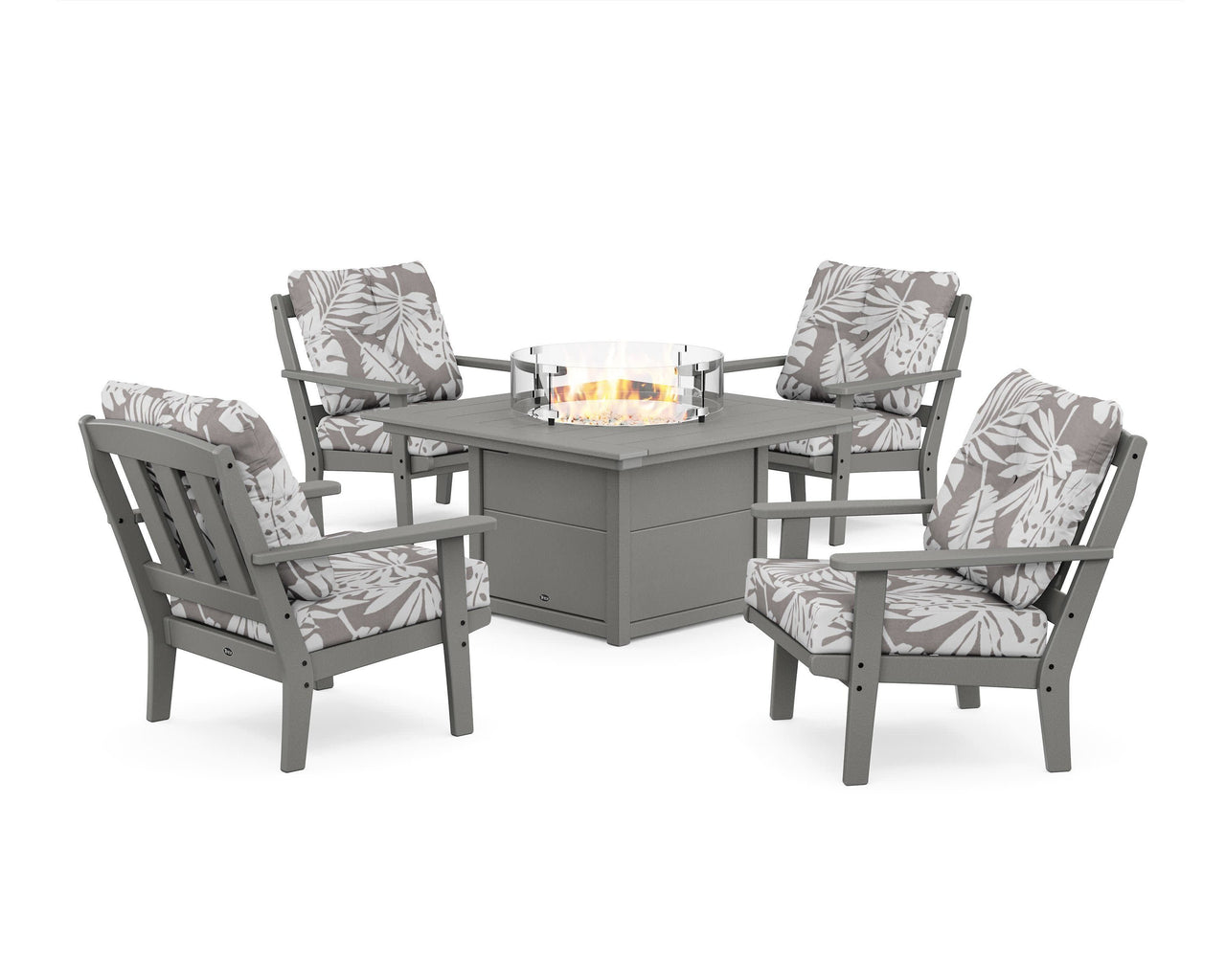 Trex Cape Cod 5-Piece Deep Seating Set with Fire Pit Table