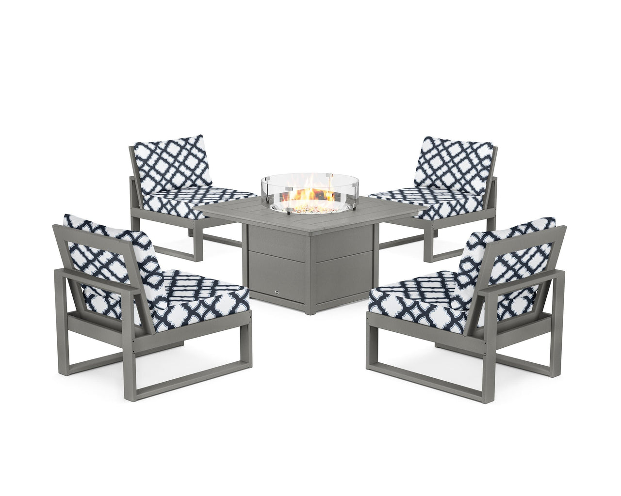 Trex Eastport Modular 5-Piece Deep Seating Set with Square Fire Pit Table