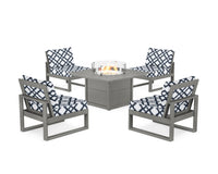 Thumbnail for Trex Eastport Modular 5-Piece Deep Seating Set with Square Fire Pit Table