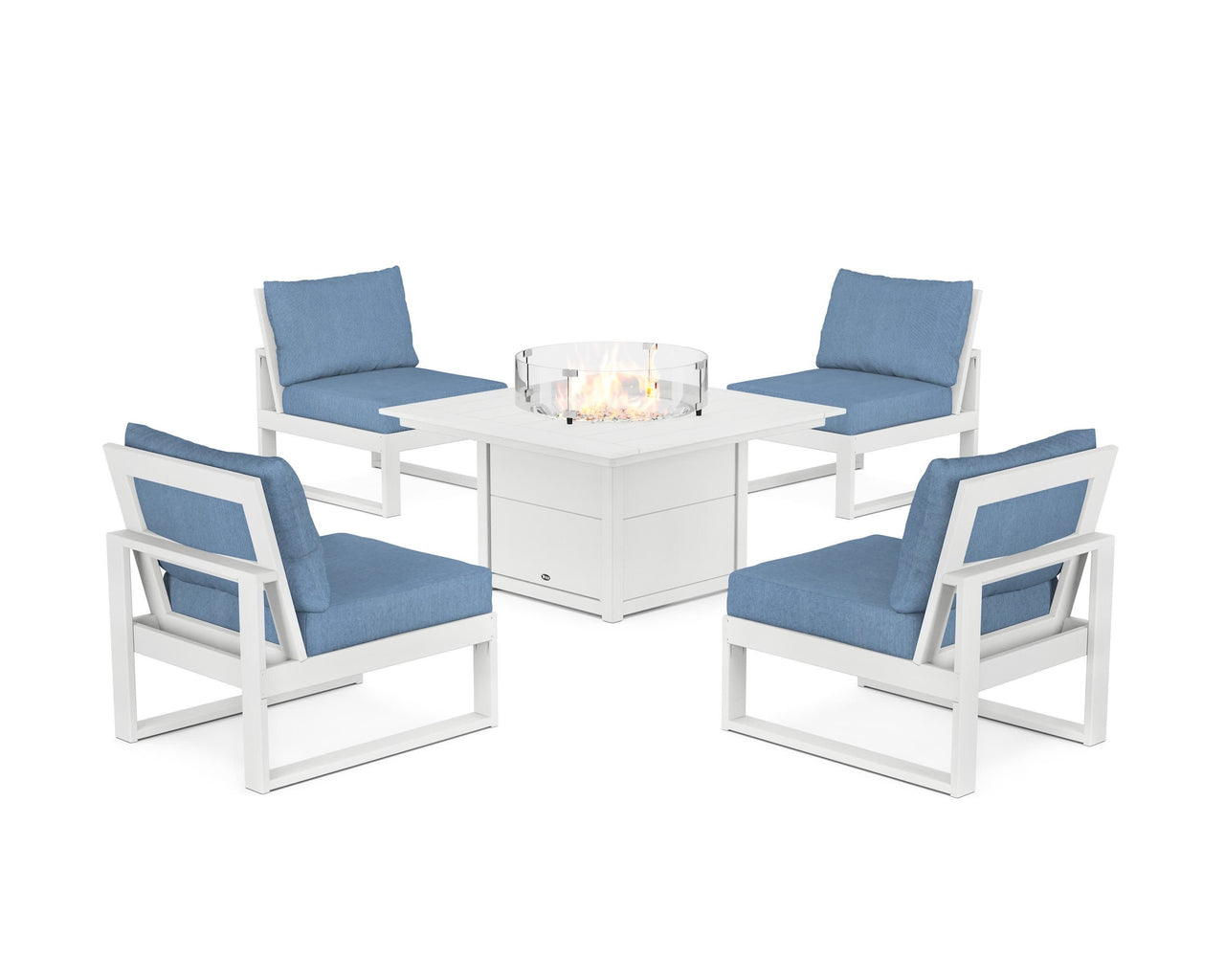 Trex Eastport Modular 5-Piece Deep Seating Set with Square Fire Pit Table