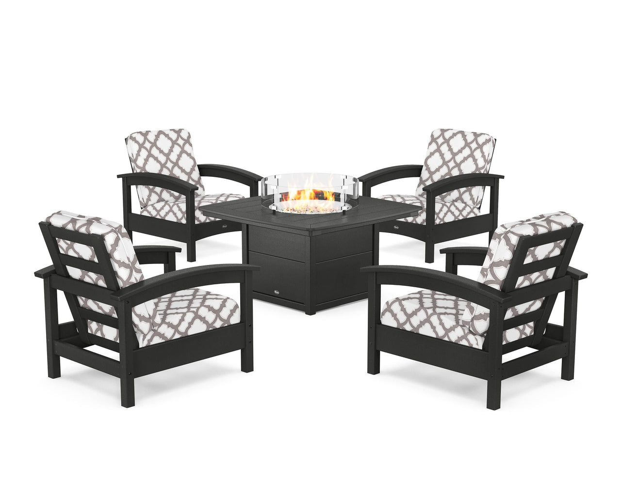 Trex Rockport 5-Piece Deep Seating Set with Yacht Club Fire Pit Table