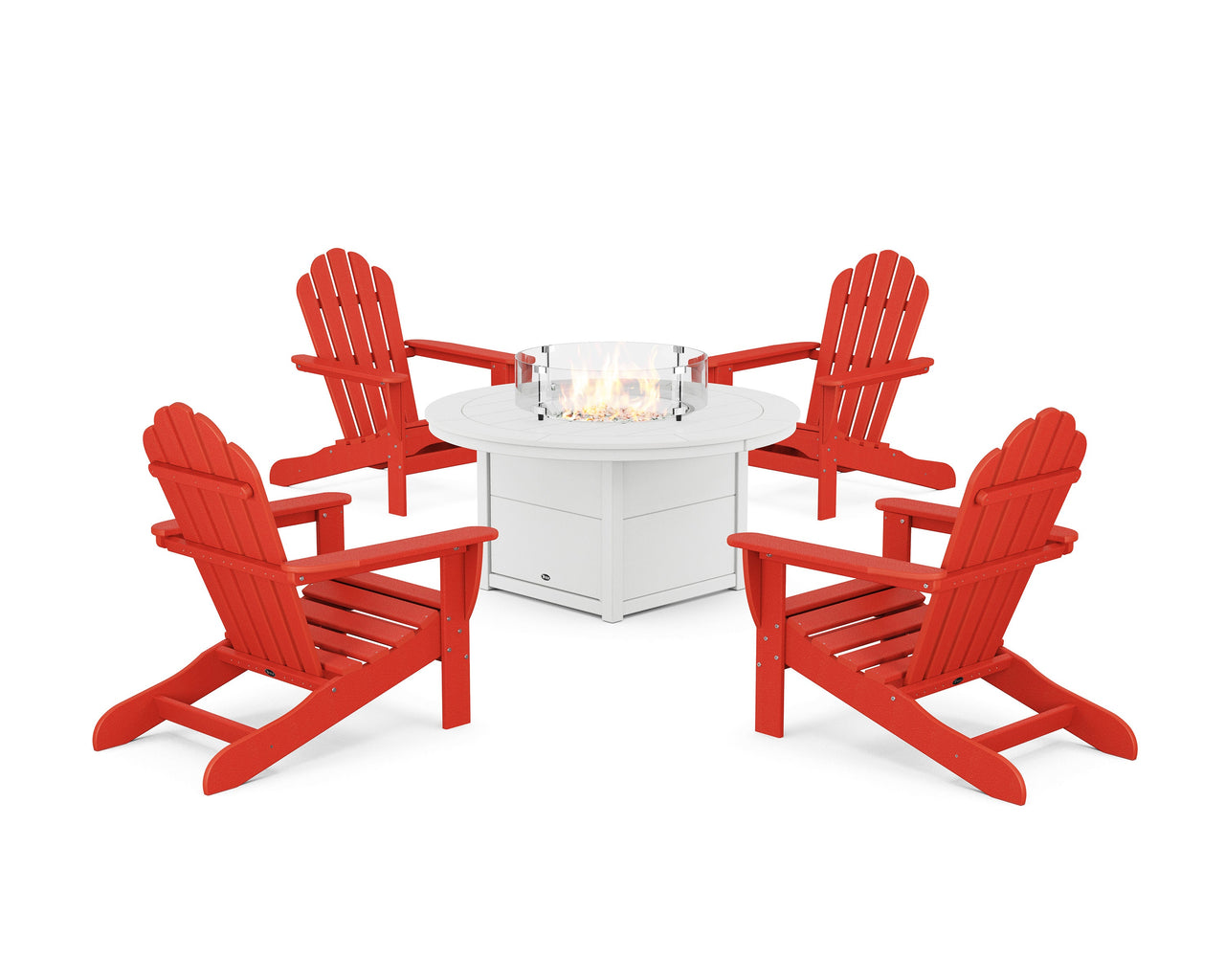 Trex 5-Piece Monterey Bay Adirondack Conversation Set with Fire Pit Table