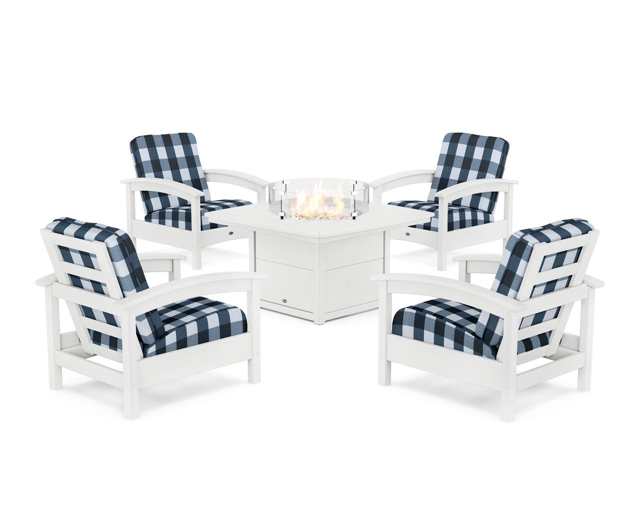 Trex Rockport 5-Piece Deep Seating Set with Yacht Club Fire Pit Table
