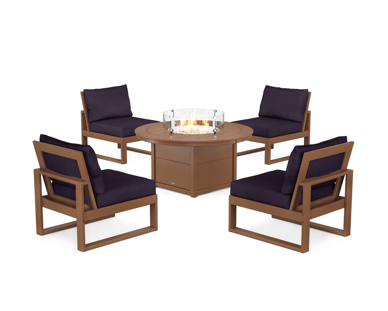 Trex Eastport Modular 5-Piece Deep Seating Set with Round Fire Pit Table