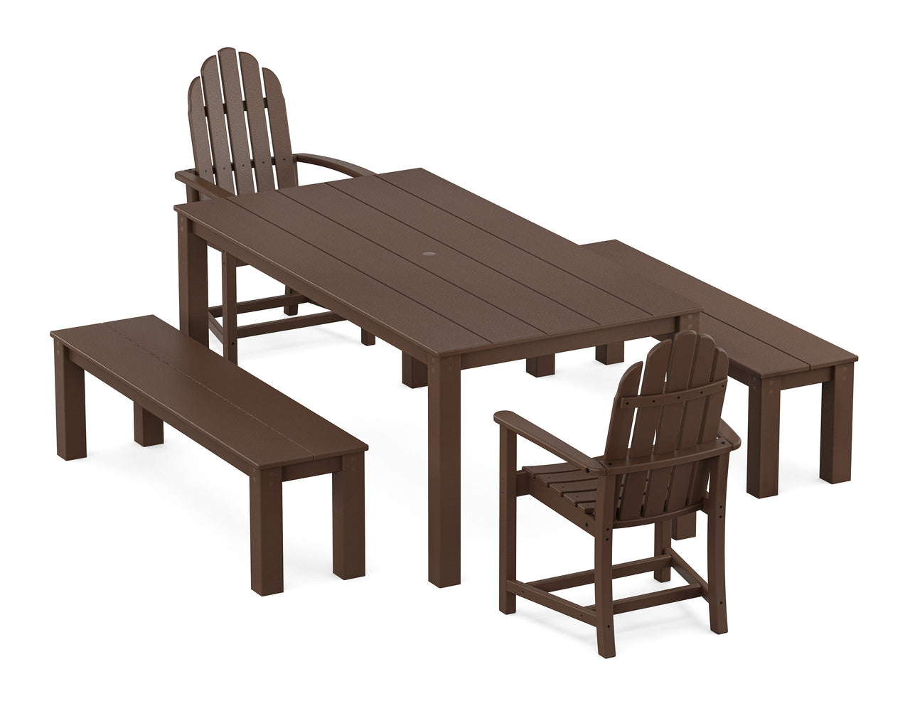Trex Cape Cod Adirondack 5-Piece Parsons Dining Set with Benches