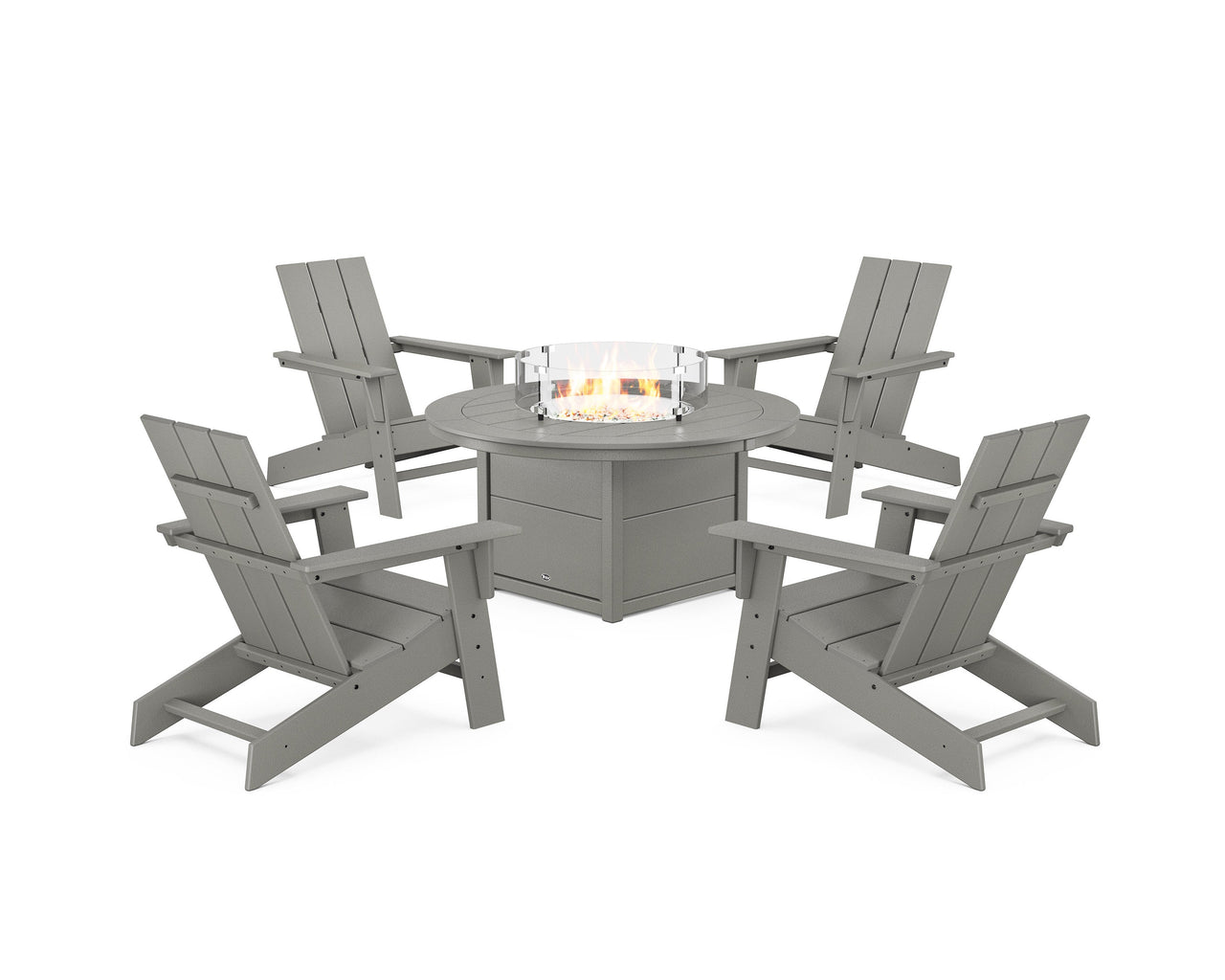 Trex Eastport Modern Adirondack 5-Piece Set with Round Fire Pit Table